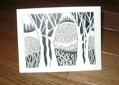 pen and ink art notecards with blank interior
