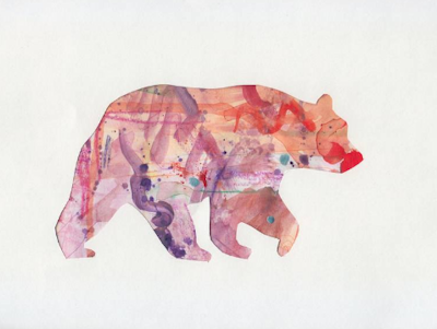 Bear of Foxglove coloured dropcloth, part of the Animal Silhouette Series available as prints on Saatchi Art