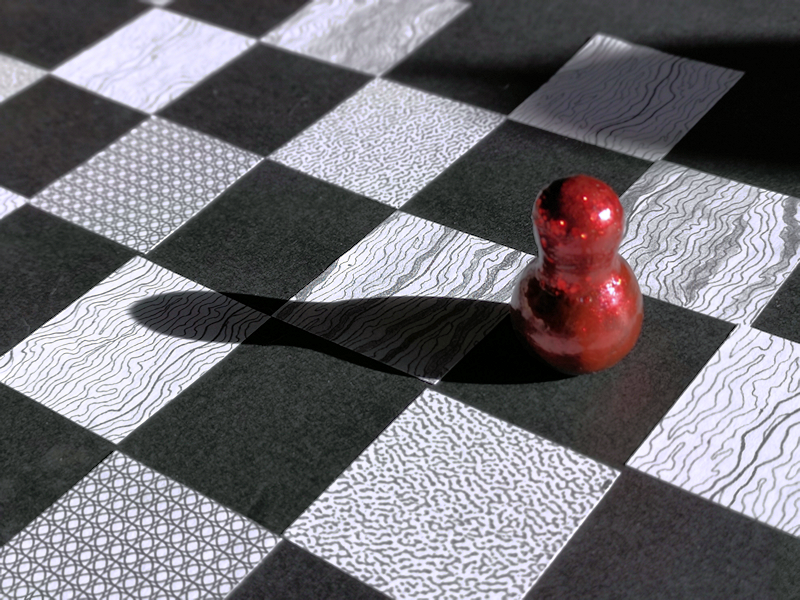 Red Pawn: even a small pawn casts a long shadow - mixed media artwork photograph by Andrea Goodman